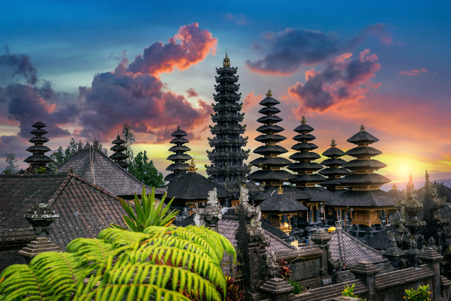 Besakih,Temple,At,Sunset,In,Bali,,Indonesia.